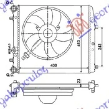 HLADNJAK MOTORA ZA SVE MODELE (-AC) (430x410) (SA VENTILATOROM) (NISSENS)