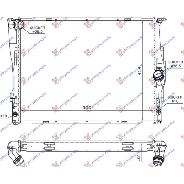 HLADNJAK MOTORA ZA SVE MODELSE BENZIN (MAN/AUTO) (600x460x32) 2 CEVI (KOYO)