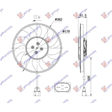 VENTIL.2.0-3.0B 2.0-3.0 D 370mm 4P LEVO