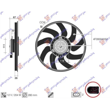 VENTILATOR 3.0 TFSI BENZIN (280mm) 2 PIN