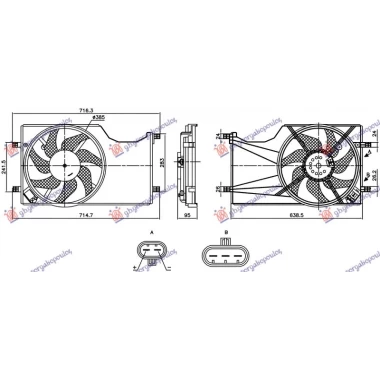 VENTILATOR KOMPLET 1.3 DIZEL - 1.0/1.4 BENZIN