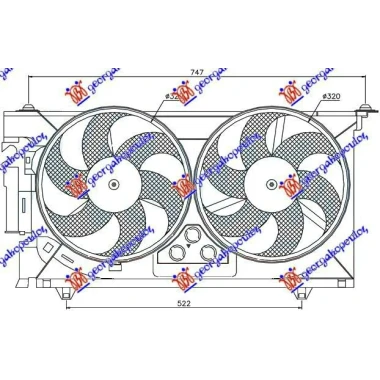 VENTILATOR KOMPLET (DUPLI) +A/C BENZIN