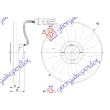 VENTILATOR MOT+EL.(390mm) (3P) TEMIC TIP