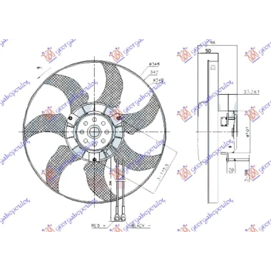VENTILATOR (MOTOR + ELISA) 340mm 2 KABLA
