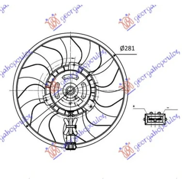 VENTILATOR(MOT+ELISA)280mm 2PIN KOCK.DZ.