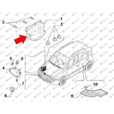 ZAST.MOT.ISPOD ALTERNATORA BENZ.1.1/1.2